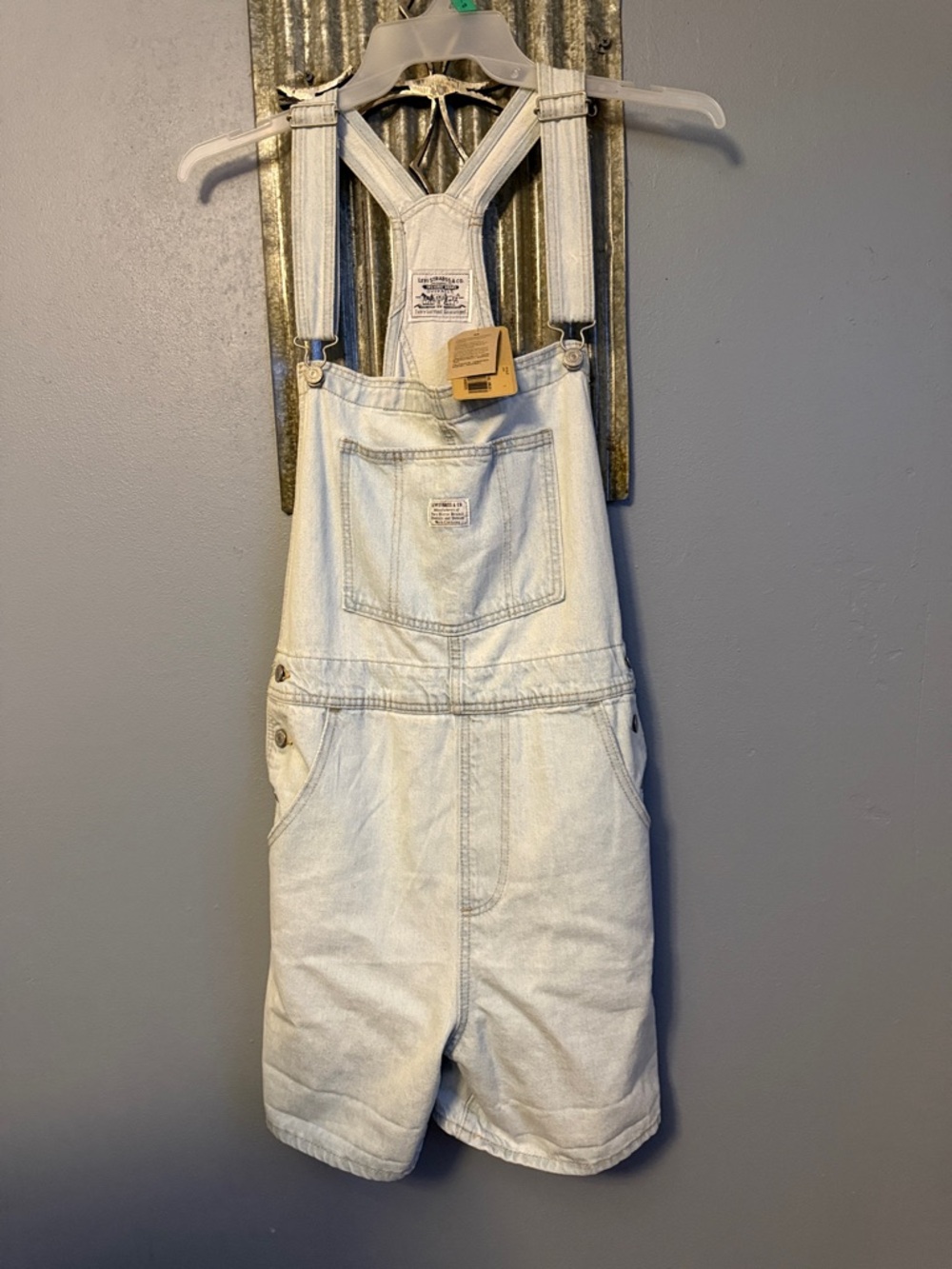 Levi's Light Wash Denim Short Overalls